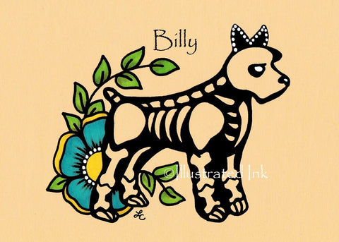 Day of the Dead SCHNAUZER Dog Dia de los Muertos Art Print - Customizable