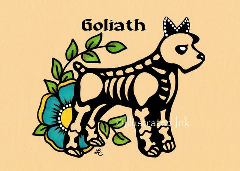 Day of the Dead SCHNAUZER Dog Dia de los Muertos Art Print - Customizable