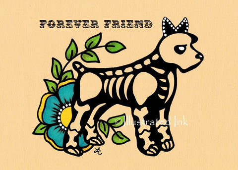 Day of the Dead SCHNAUZER Dog Dia de los Muertos Art Print - Customizable