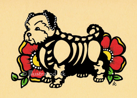 Day of the Dead Dog YORKSHIRE TERRIER Yorkie or Yorkie Poo Art Print - Customizable