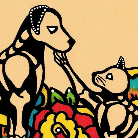 Dia de los Muertos DOG and CAT Day of the Dead Art Print