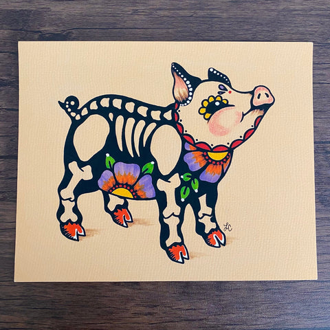 Day of the Dead Pig Mexican Folk Art Print