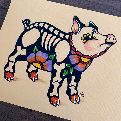 Day of the Dead Pig Mexican Folk Art Print