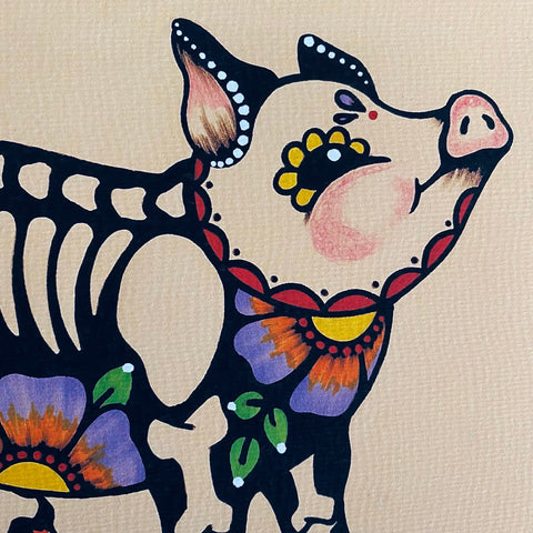 Day of the Dead Pig Mexican Folk Art Print