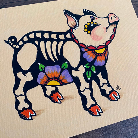 Day of the Dead Pig Mexican Folk Art Print