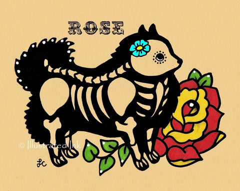 Day of the Dead Dog POMERANIAN Dia de los Muertos Art Print - Customizable