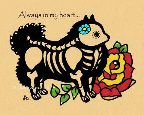 Day of the Dead Dog POMERANIAN Dia de los Muertos Art Print - Customizable