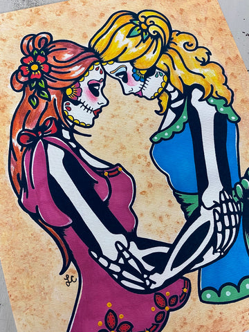 Dia de los Muertos Women "Siempre" Day of the Dead Art Print