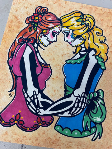 Dia de los Muertos Women "Siempre" Day of the Dead Art Print