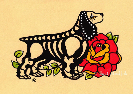 Day of the Dead Dog COCKER SPANIEL Dia de los Muertos Art Print - Customizable
