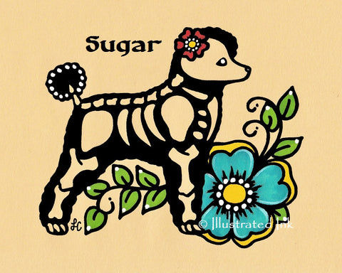 Dia de los Muertos Dog POODLE Day of the Dead Art Print - Customizable