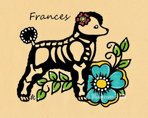 Dia de los Muertos Dog POODLE Day of the Dead Art Print - Customizable