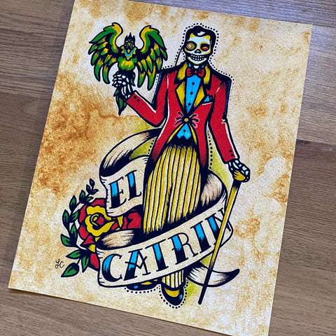 Day of the Dead Couple Art Prints Loteria "La Dama" and "El Catrin" Set