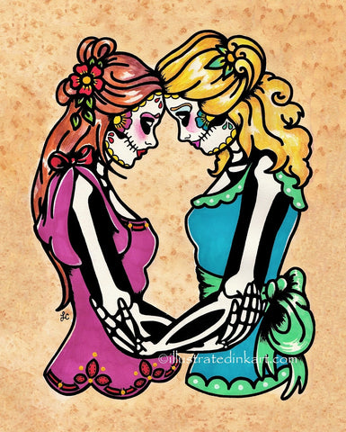 Dia de los Muertos Women "Siempre" Day of the Dead Art Print