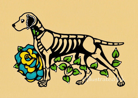 Day of the Dead WEIMARANER Dog Dia de los Muertos Art Print - Customizable