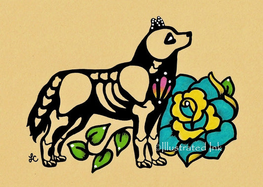 Day of the Dead Dog SIBERIAN HUSKY Dia de los Muertos Art Print - Customizable