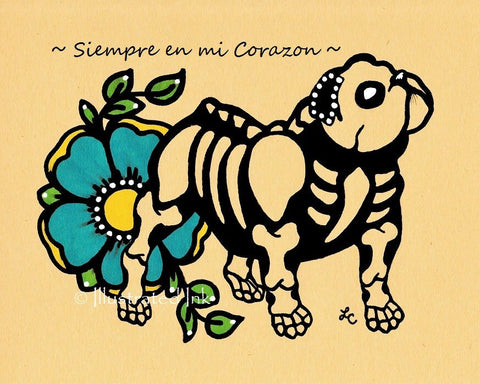 Day of the Dead Dog ENGLISH BULLDOG Dia de los Muertos Art Print - Customizable